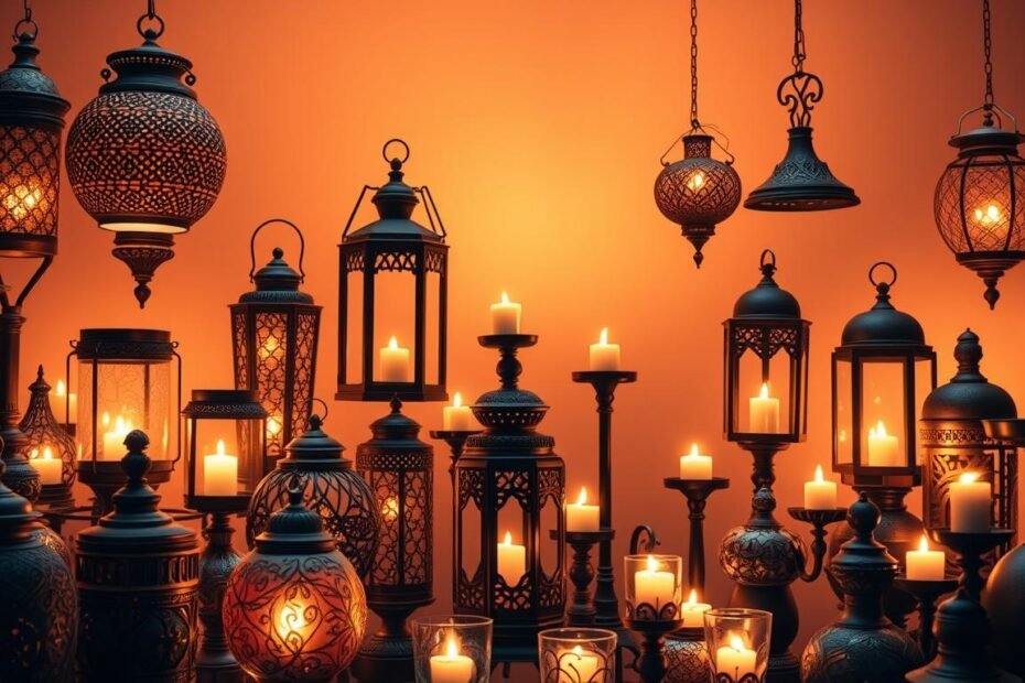 A striking display of the Aloha brand's "Flame Series" lighting fixtures, featuring a captivating arrangement of lanterns and candles casting a warm, flickering glow. The foreground showcases an intricate collection of lanterns in various shapes and sizes, their surfaces adorned with intricate patterns and textures. The middle ground features a mix of free-standing and hanging candle-based lighting elements, their flames dancing and casting shadows upon the surroundings. In the background, a seamless gradient of warm hues sets the mood, evoking a sense of cozy ambiance and rustic charm. The overall composition emphasizes the artistry and craftsmanship of the Aloha brand's "Flame Series" lighting, showcasing its versatility and ability to create a mesmerizing, fire-inspired atmosphere.