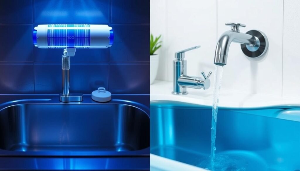 櫥下型淨水器與龍頭式淨水器的比較圖